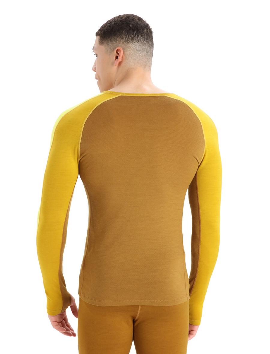 Icebreaker 200 ZoneKnit™ Merino Long Sleeve Crewe Miesten Base Layers Kultaiset | FI 1326HAPK